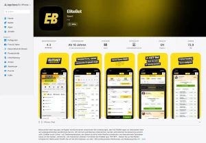 Eintrag der EliteBet-Anwendung im App Store mit Kennzeichnung des Entwicklers